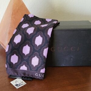 GUCCI Purple and Brown Silk Scarf